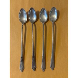 Gorham Fairfax Sterling Silver Iced Tea Spoons Set of 4 7.5" Silve Monogram D